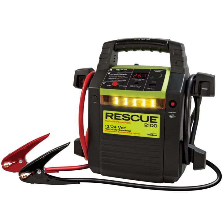Quick Cable 12/24V 400 Amp 2 gal Cable with Light RESCUE Booster Pack with 62 In. Cables