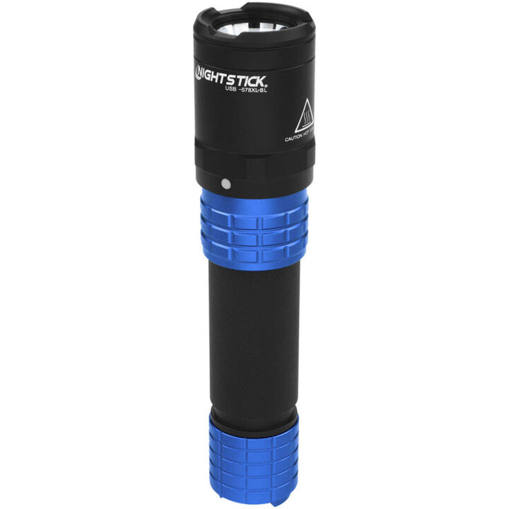 Nightstick Metal Dual-Light Rechargeable Flashlight with Holster, Blue