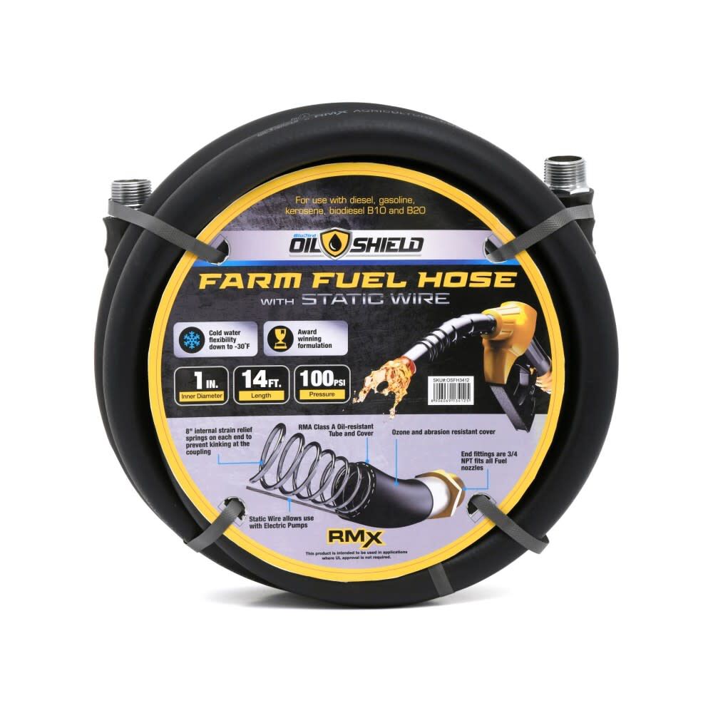 BluBird OilShield 1 Inch x 14 Ft. Rubber Fuel Transfer Hose with Static Wire – OSFHONE14