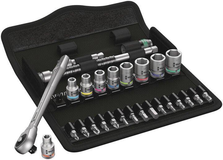 Wera Tools 8100 SA 10 1/4 in Drive Zyklop Metal Ratchet Set 28pc