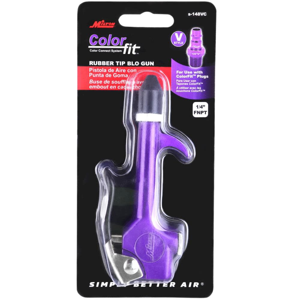 Milton 1/4 Inch NPT Lever Blow Gun Tool - Rubber Tip Nozzle, Purple, large image number 4