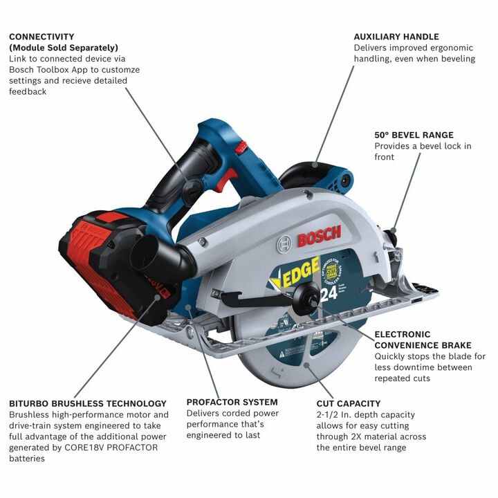 Bosch PROFACTOR 18V Strong Arm 7-1/4 Inch Circular Saw Kit Reconditioned, large image number 12