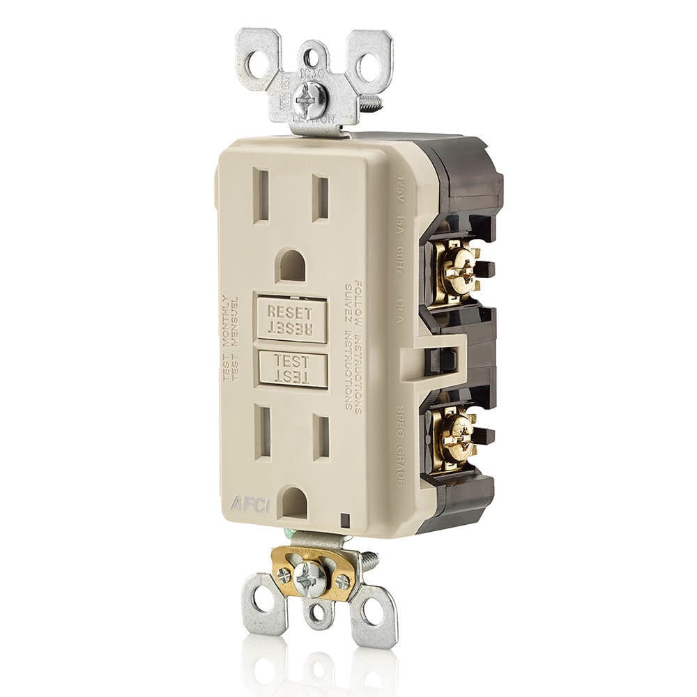 Leviton SmartlockPro AFCI Outlet 15A 120V Light Almond NEMA 5-15R, large image number 2