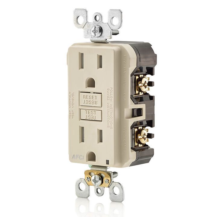 Leviton SmartlockPro AFCI Outlet 15A 120V Light Almond NEMA 5-15R, large image number 1