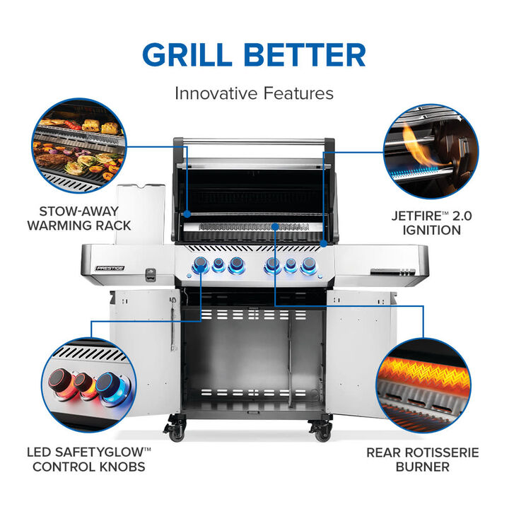 Napoleon Prestige 500 Propane Gas Grill with Infared Burners 82000 BTU Stainless Steel, large image number 4