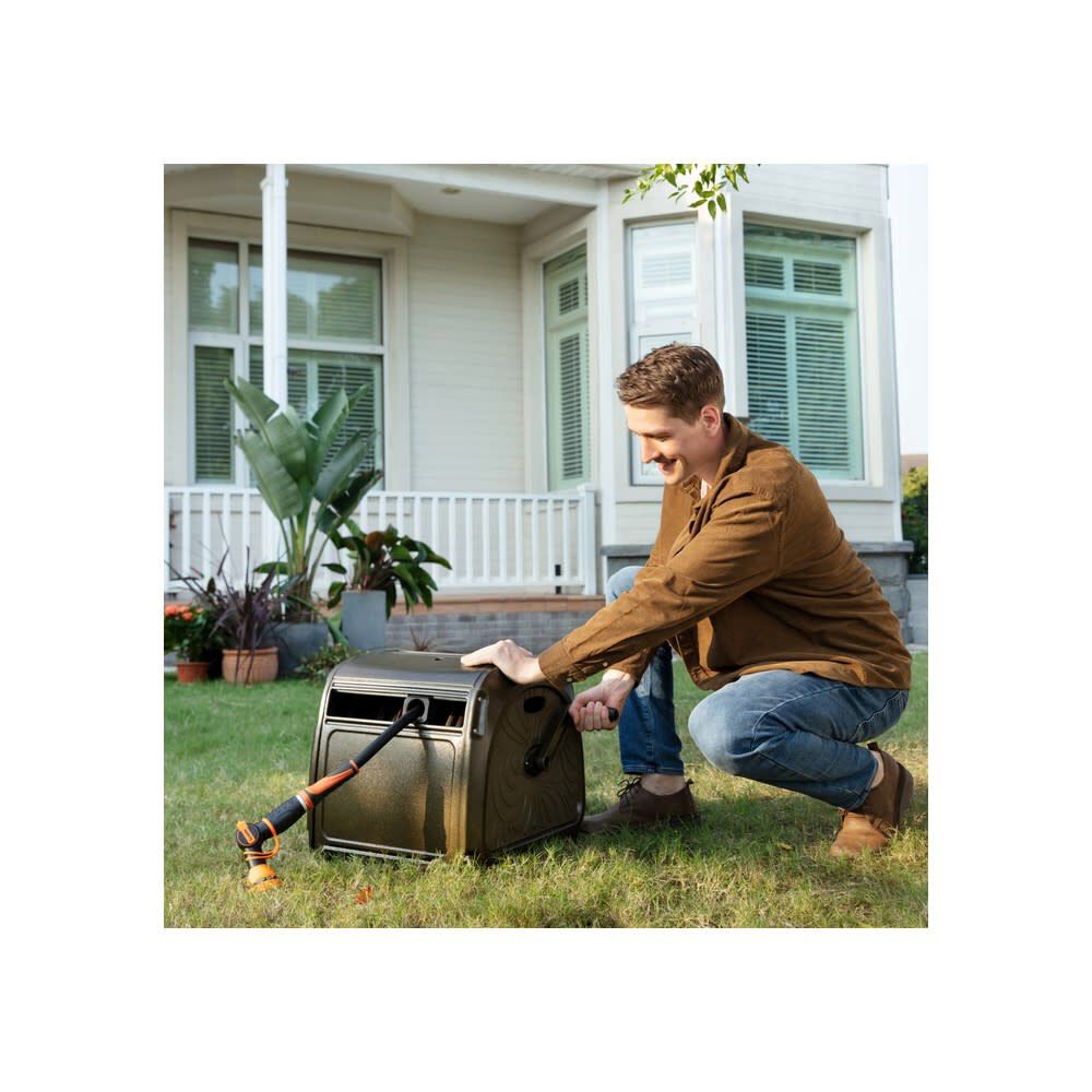 Giraffe Tools Green Metal Garden Hose Reel Box without Hose, large image number 7
