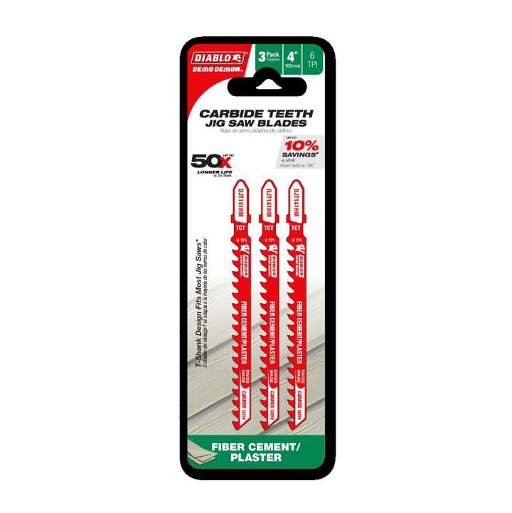 Diablo Tools 4 Inch 6TPI Carbide Jig Saw Blade for Fiber Cement & Plaster 3 Pieces, large image number 1