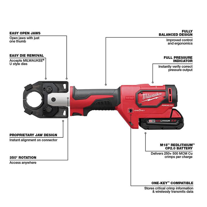 Milwaukee M18FORCE LOGIC 600 MCM Crimper, large image number 5