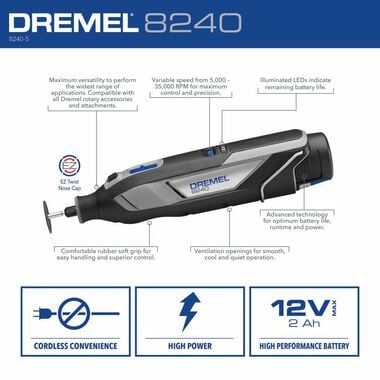Dremel 12V Cordless Rotary Tool Kit 8250-5 - Acme Tools
