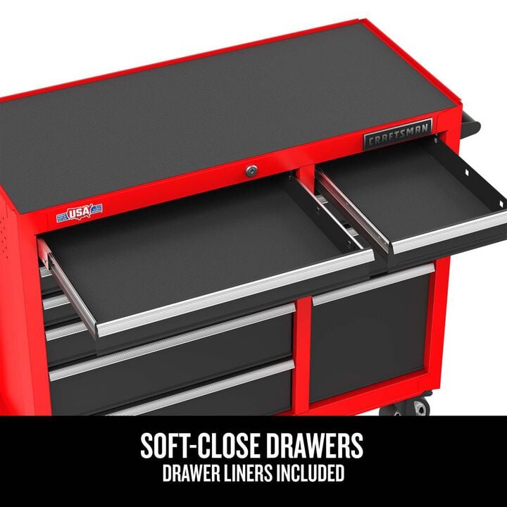 CRAFTSMAN S2000 52 Inch 10-Drawer Rolling Tool Cabinet, Red, large image number 3