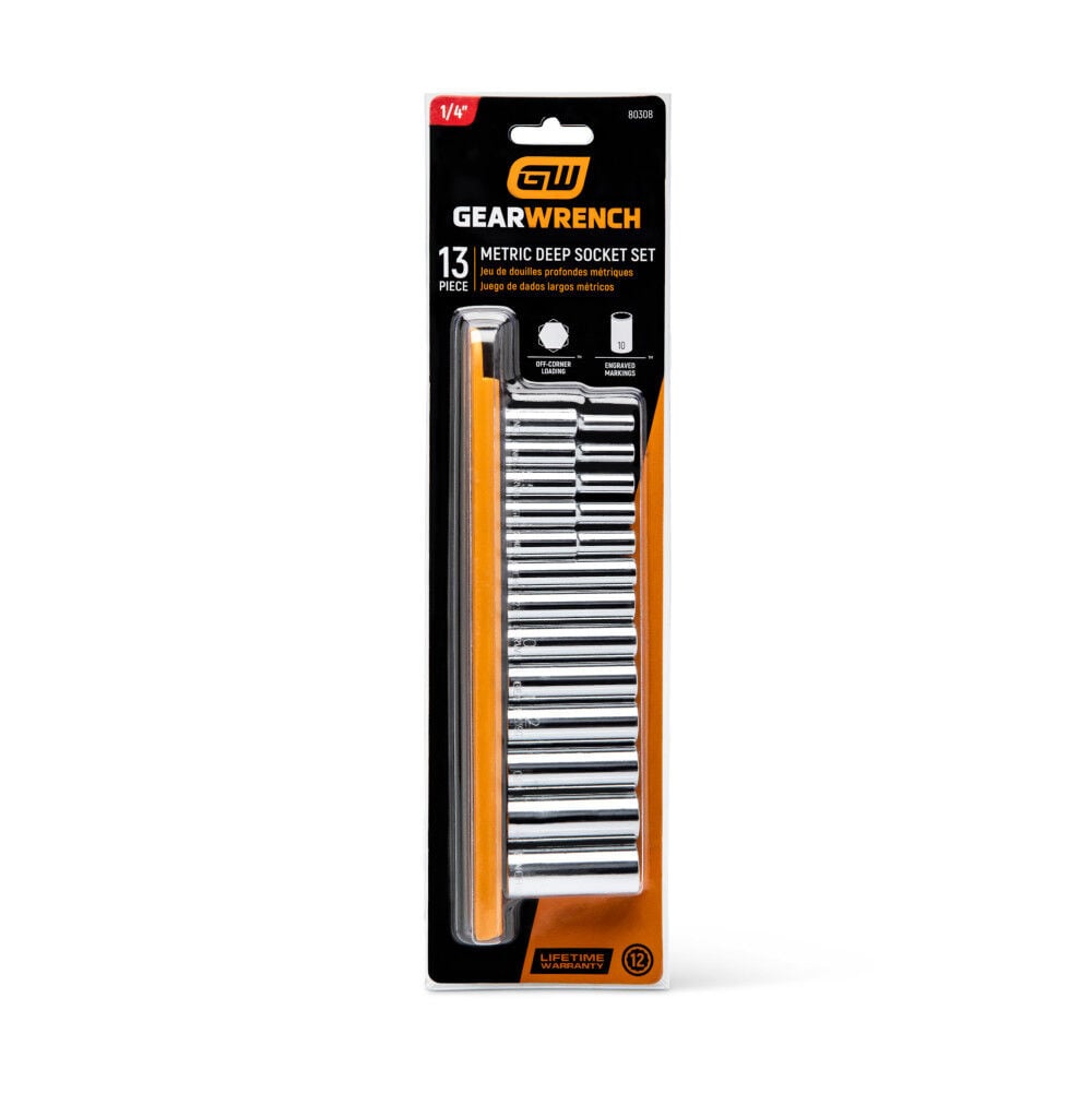 GEARWRENCH 1/4in Drive 12 Point Deep Metric Socket Set 13pc, large image number 5