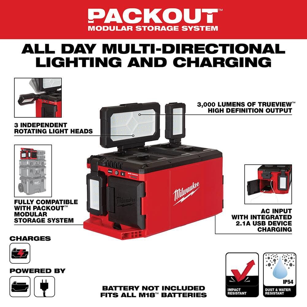 Milwaukee M18 PACKOUT Light/Charger (Bare Tool), large image number 2