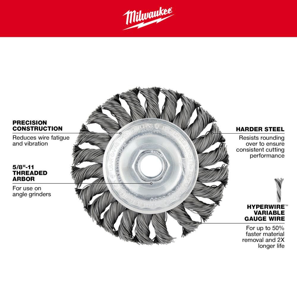 Milwaukee 4 in. Carbon Steel Full Cable Twist Knot Wheel 48
