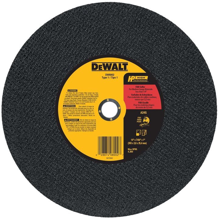 DEWALT 14 In. x 7/64 In. x 1 In. Fabrication Cutting Wheel