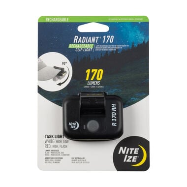 Nite Ize Radiant 170 Rechargeable Clip Light Black