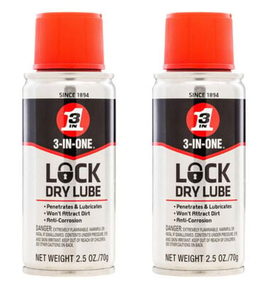 3-In-One Lock Dry Lube, 2.5 oz, 2pk