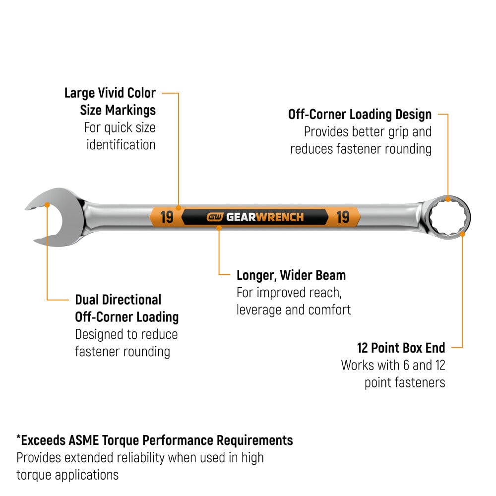 GEARWRENCH 9/32 Inch 12 Point Hi-Viz Long Pattern Combination Wrench, large image number 2