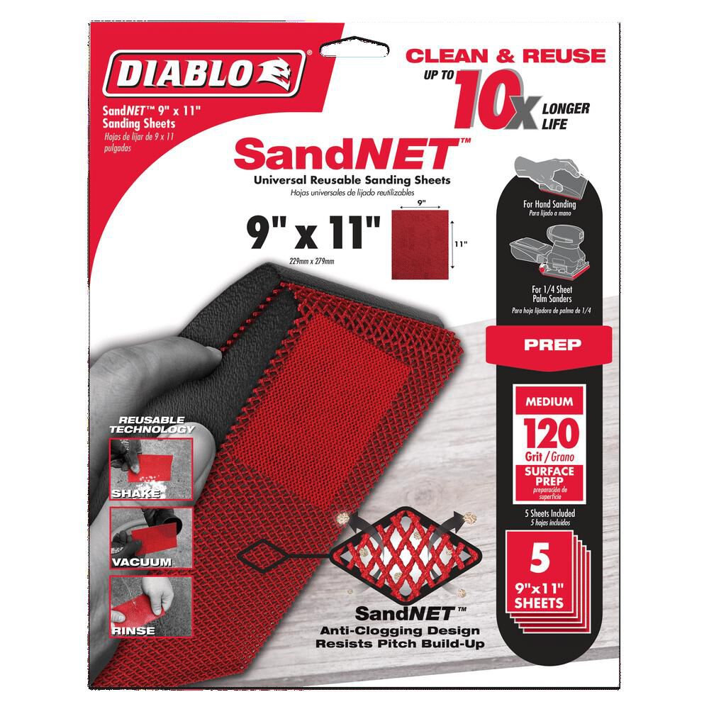 Diablo Tools SandNET Sanding Sheets 9in x 11in 120 Grit Universal Reusable, large image number 4