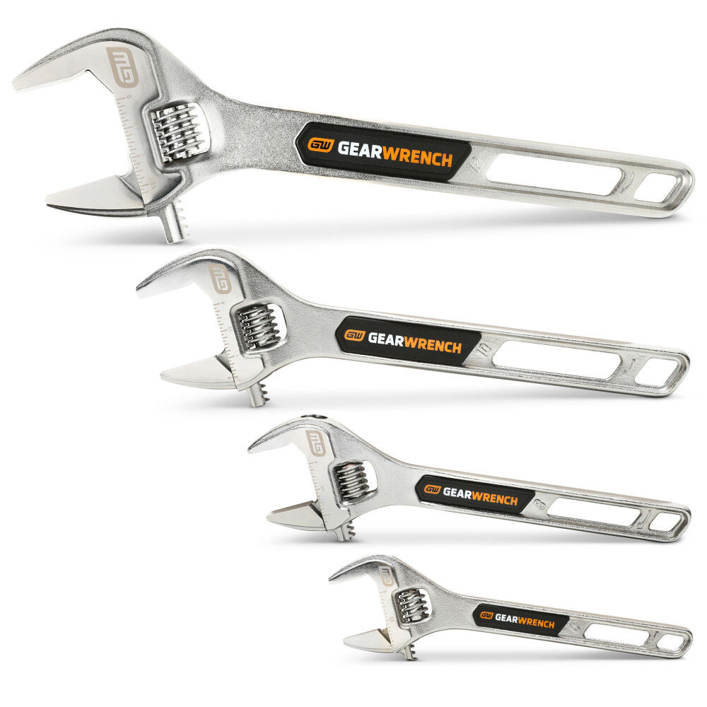 GEARWRENCH Chrome Adjustable Wrench Set 4 Pieces, large image number 2