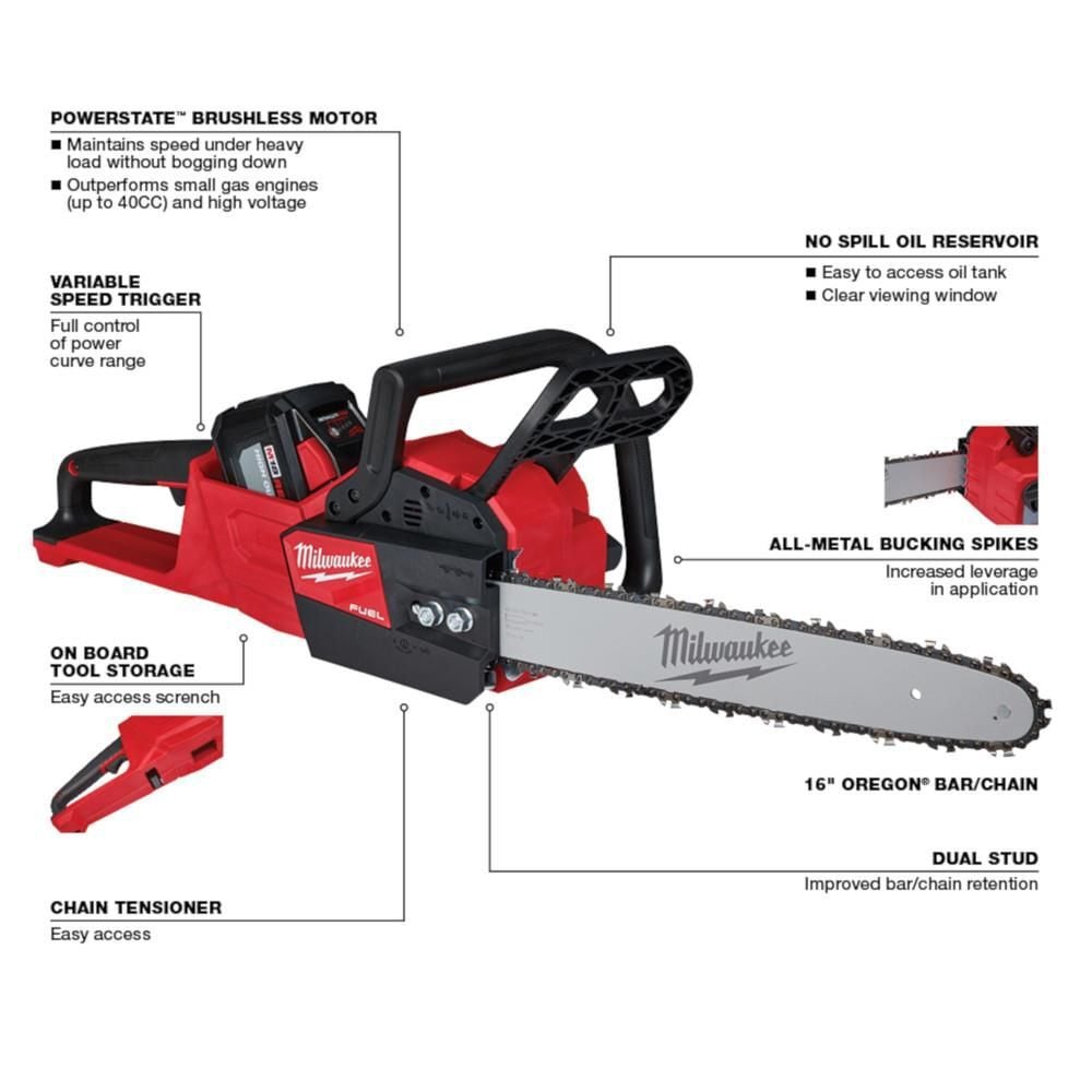 Milwaukee M18 FUEL 16 in. Chainsaw Kit, large image number 4
