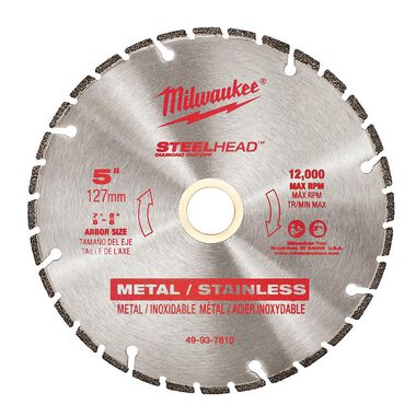 Milwaukee 5 In. STEELHEAD Diamond Cut-Off Blade, large image number 0