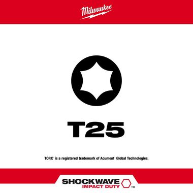 Milwaukee SHOCKWAVE 2-Piece Impact Torx T25 Insert Bits (2 Pack), large image number 1