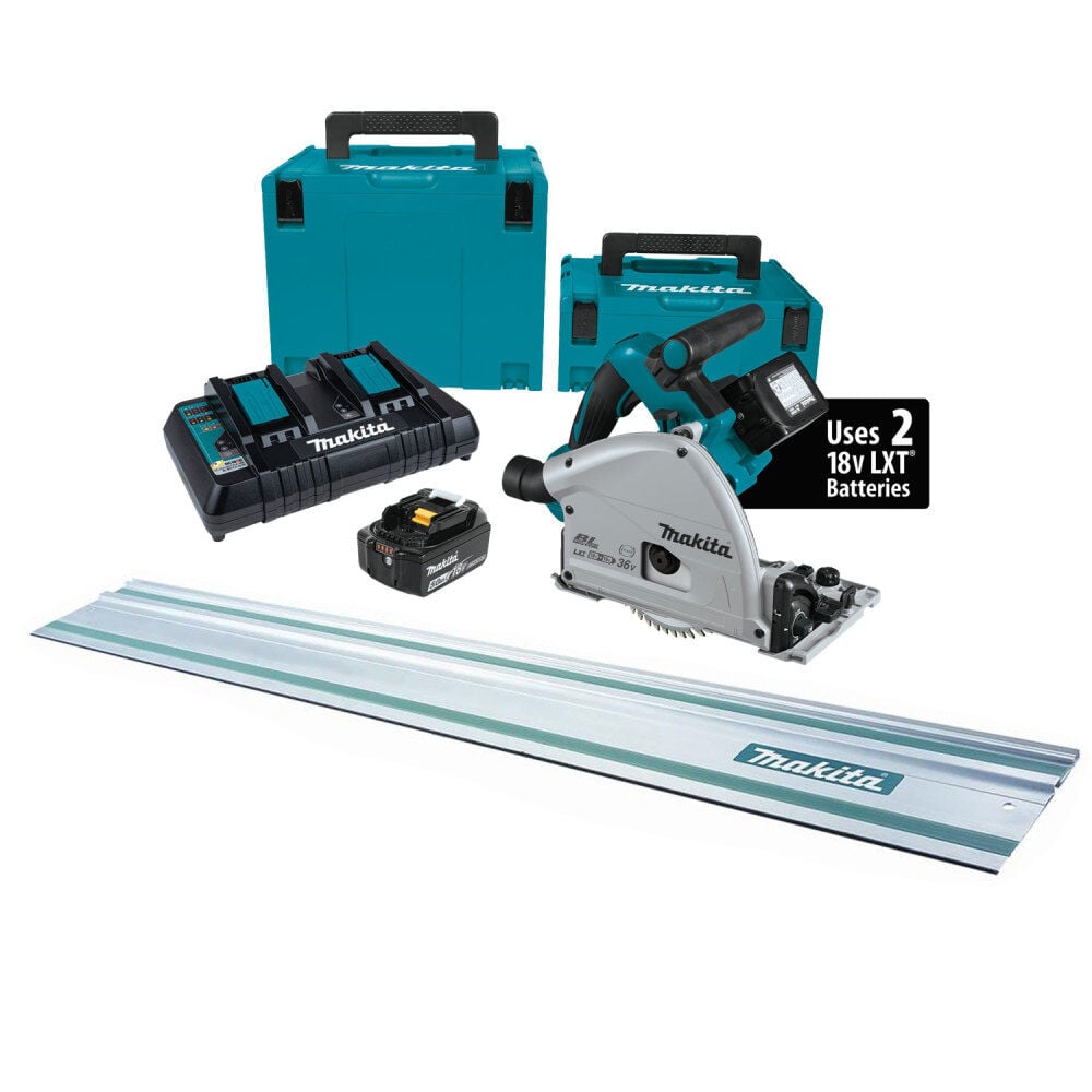 Makita 18V X2 LXT Li-Ion 6-1/2 inch Plunge Cut Track Saw Kit with 55 inch Guide Rail, large image number 1