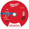 Milwaukee 9 Inch x 3/32 Inch x 7/8 Inch Performance+ Metal Cut Off Wheel Type 1, small image number 1