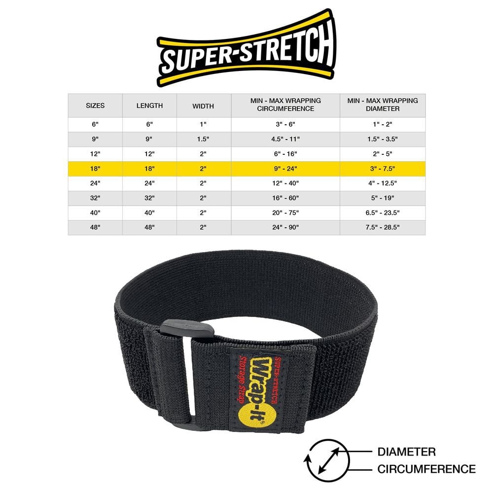 Wrap-It Super-Stretch Storage Strap, 18 Inch x 2 Inch, Black, large image number 11