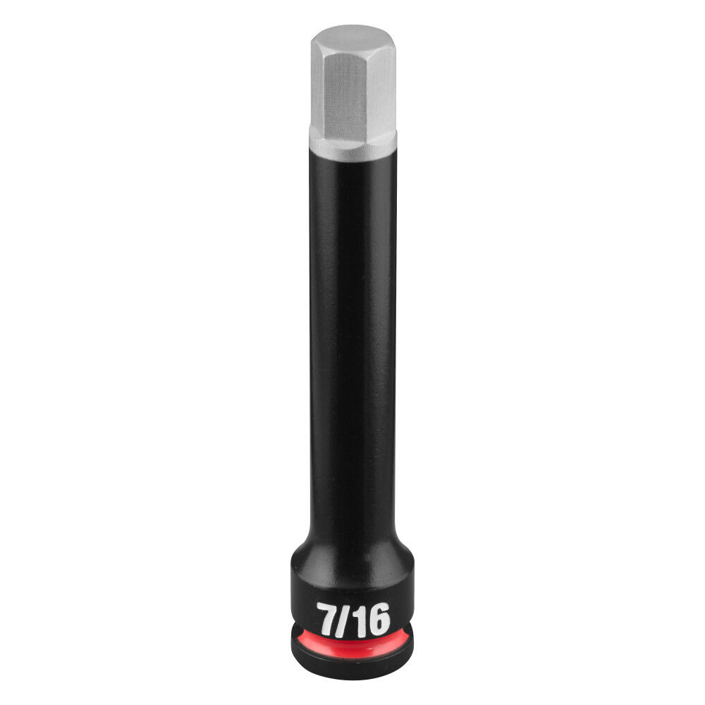 Milwaukee SHOCKWAVE Impact Duty 3/8 Inch Drive 4 Inch Hex 7/16 Inch Bit Socket - 49-66-7295