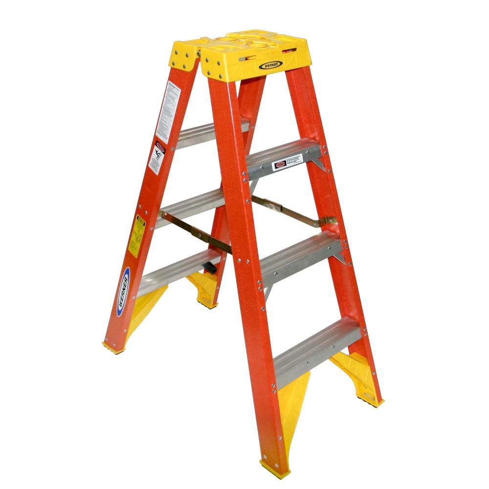 Werner 4-ft Fiberglass 300-lb Type IA Twin-Step Ladder – T6204