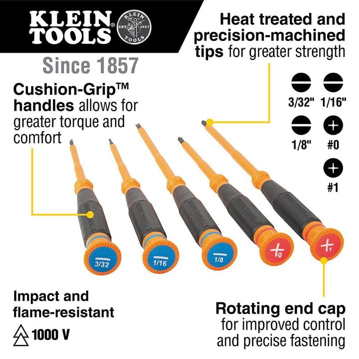 Klein Tools Insulated Screwdriver Set, 5 Piece, large image number 1