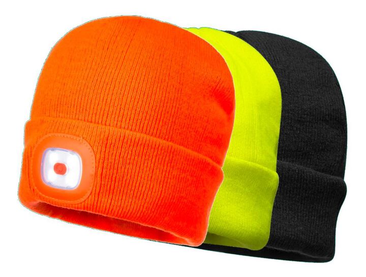 Portwest Black Rechargeable LED Beanie, large image number 1