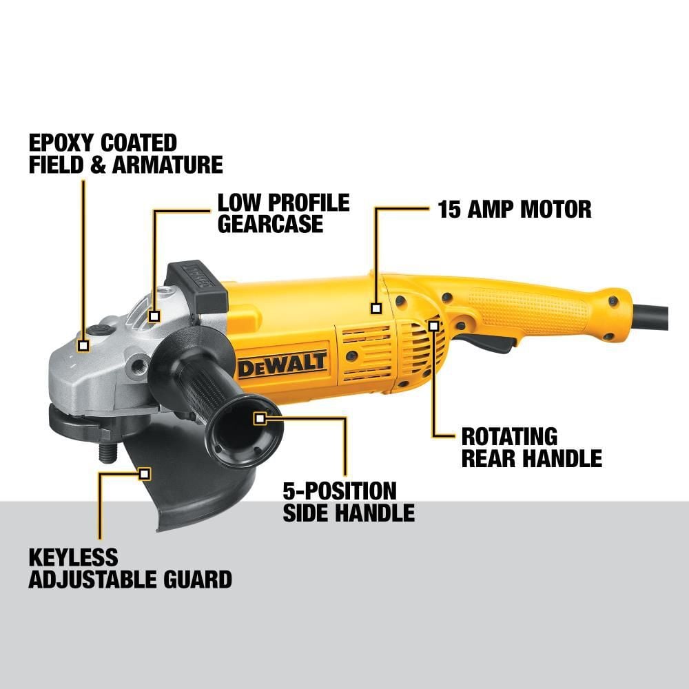 DEWALT 7-in and 9-in 5.3 HP Large Angle Grinder, large image number 3