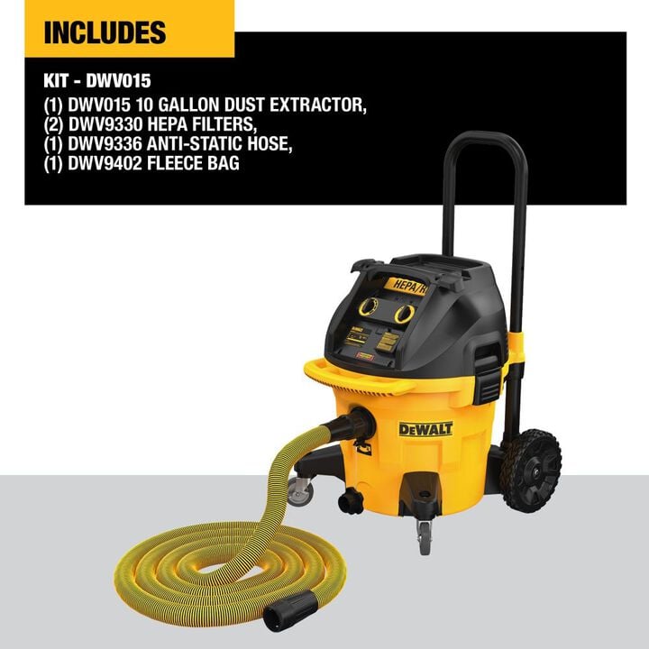 DEWALT 10 Gallon HEPA Wet & Dry Dust Extractor, large image number 1