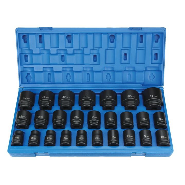 Grey Pneumatic 3/4 Inch Drive Standard Metric Master Impact Socket Set 26pc