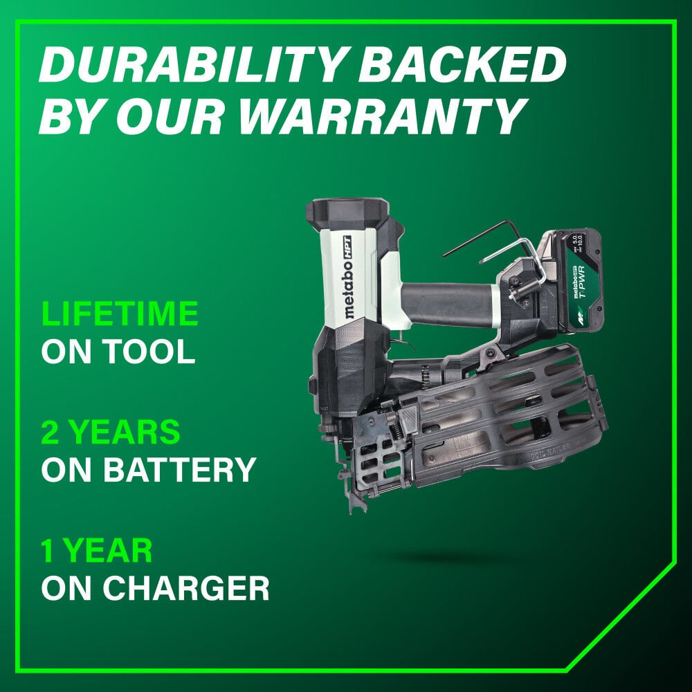 Metabo HPT Cordless Pneumatic 18V 15 Degree Coil Wire Collated Framing Nailer Kit, large image number 17