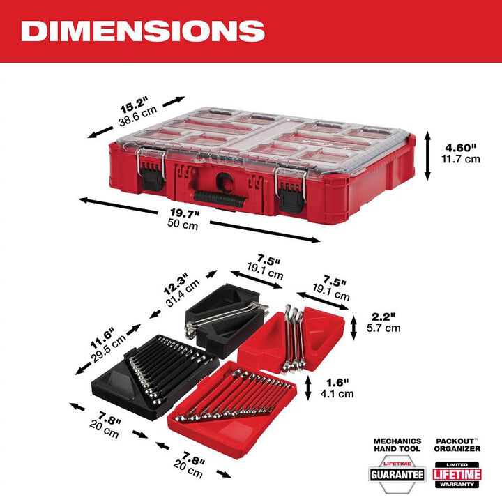 Milwaukee Metric & SAE Combination Wrench Set with PACKOUT Organizer 30 Piece, large image number 6