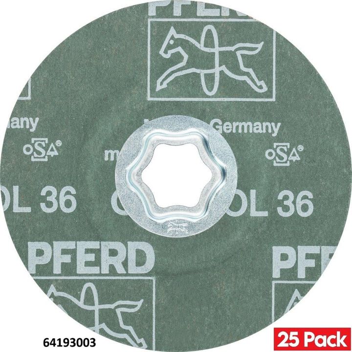 Pferd 4-1/2 Inch 36 Grit Ceramic Oxide CO-COOL Fiber Disc Bundle, 25 Pieces, large image number 1