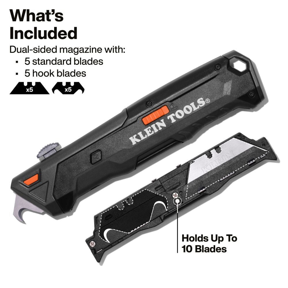 Klein Tools Auto-Loading Retractable Utility Knife with Dual-Sided Blade Magazine, large image number 2