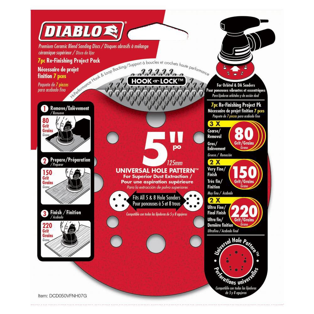 Diablo Tools 5in ROS Hook & Lock Disc Project Pack Refinish (7-Pack), large image number 4