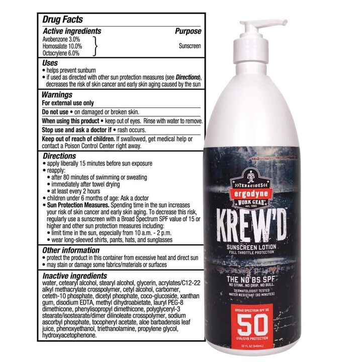 Ergodyne SPF 50 Sunscreen Lotion 32oz 4pk, large image number 8
