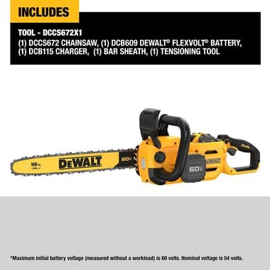 DEWALT 60V MAX Chainsaw 18inch Brushless Cordless Kit, large image number 4