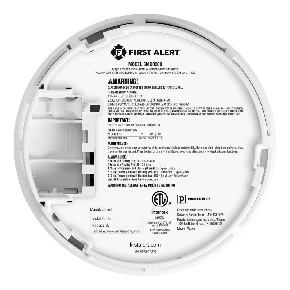 First Alert SMCO200 Slim Profile Battery Powered Combination Smoke & CO Alarm, large image number 6