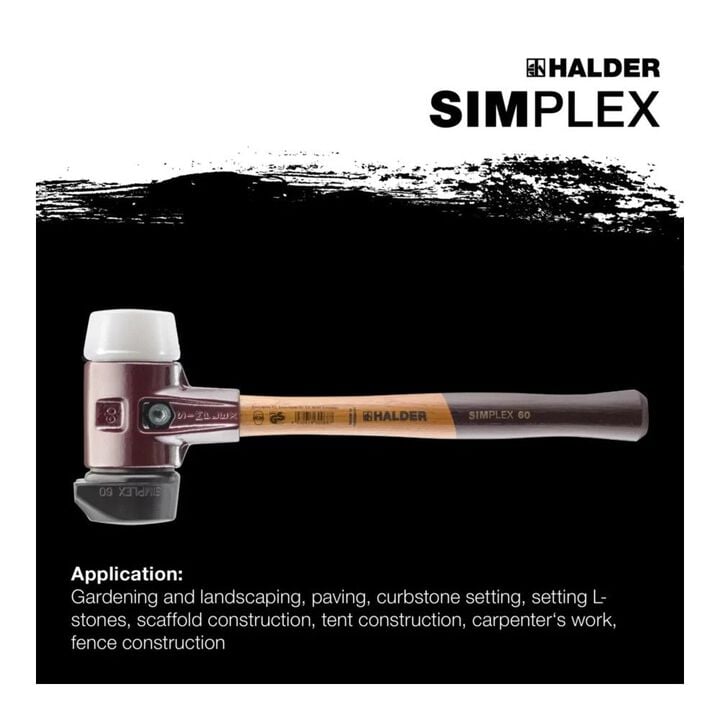 Halder Inc Rubber/Superplastic Head Simplex Soft-Face Mallet with Wooden Handle, large image number 4