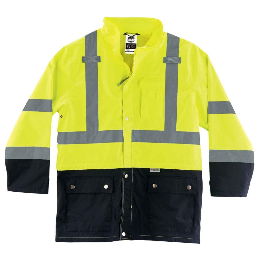Ergodyne Glowear 8365BK Type R Class 3 Black Front Rain Jacket, large image number 1