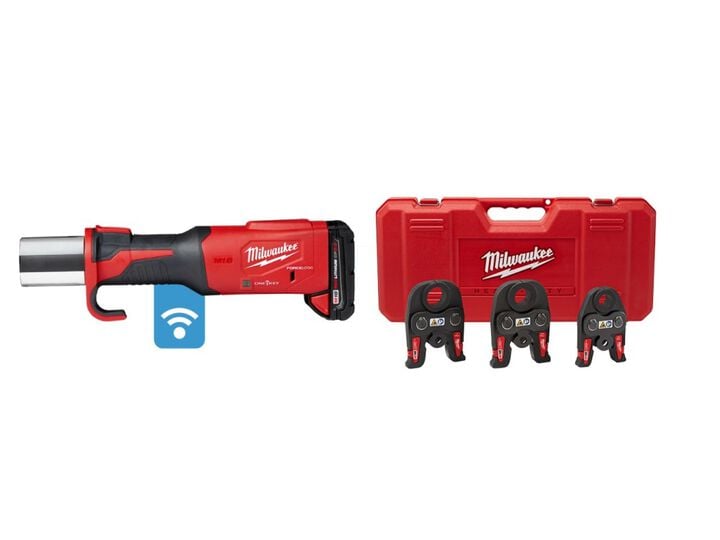 Milwaukee M18 FORCE LOGIC Press Tool with ONE-KEY & 1/2 Inch-1 Inch IPS-P Press Jaw Kit Bundle (Bare Tool)