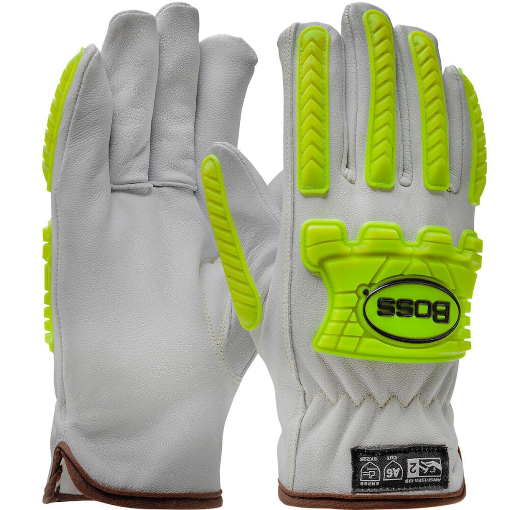 Protective Industrial Products Boss Goatskin Impact Driver Gloves A6 Size Small - 09-LC650MP/S