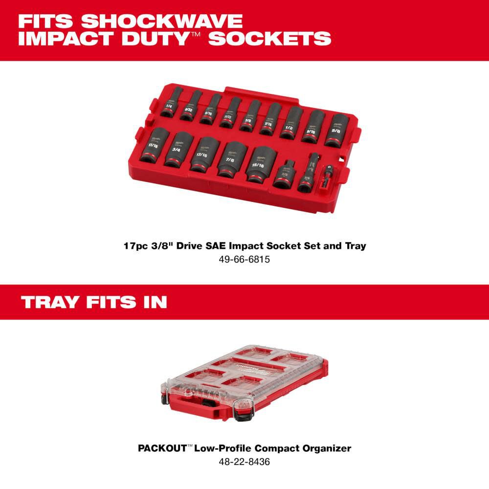 Milwaukee SHOCKWAVE Impact Duty Socket 3/8 Dr 17pc Tray Only, large image number 3