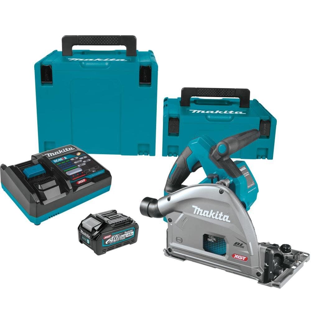 Makita XGT 40V Max 6 1/2 Inch Plunge Circular Saw Brushless Cordless Kit & 55 Inch Guide Rail, large image number 3